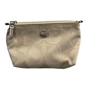 Coach Cosmetic Makeup Bag in Satin Signature satin. Pouch. ***Super Clean***